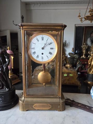 Grote glaspendule 48 cm brons  beschikbaar voor biedingen