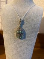 Prachtige zilveren antieke smaragd ketting, Ophalen of Verzenden, Zilver, Hanger, Met edelsteen