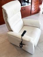 Fauteuil Rimini elektrische relaxzetel, wit leder, Huis en Inrichting, Ophalen, Zo goed als nieuw, Eigentijds design, 50 tot 75 cm