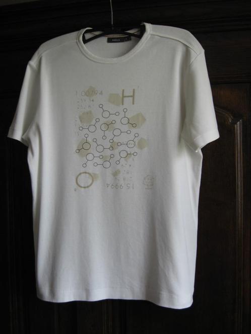 Witte T-shirt met vooraan beige print van Mexx, M, Kleding | Heren, T-shirts, Zo goed als nieuw, Beige, Ophalen of Verzenden