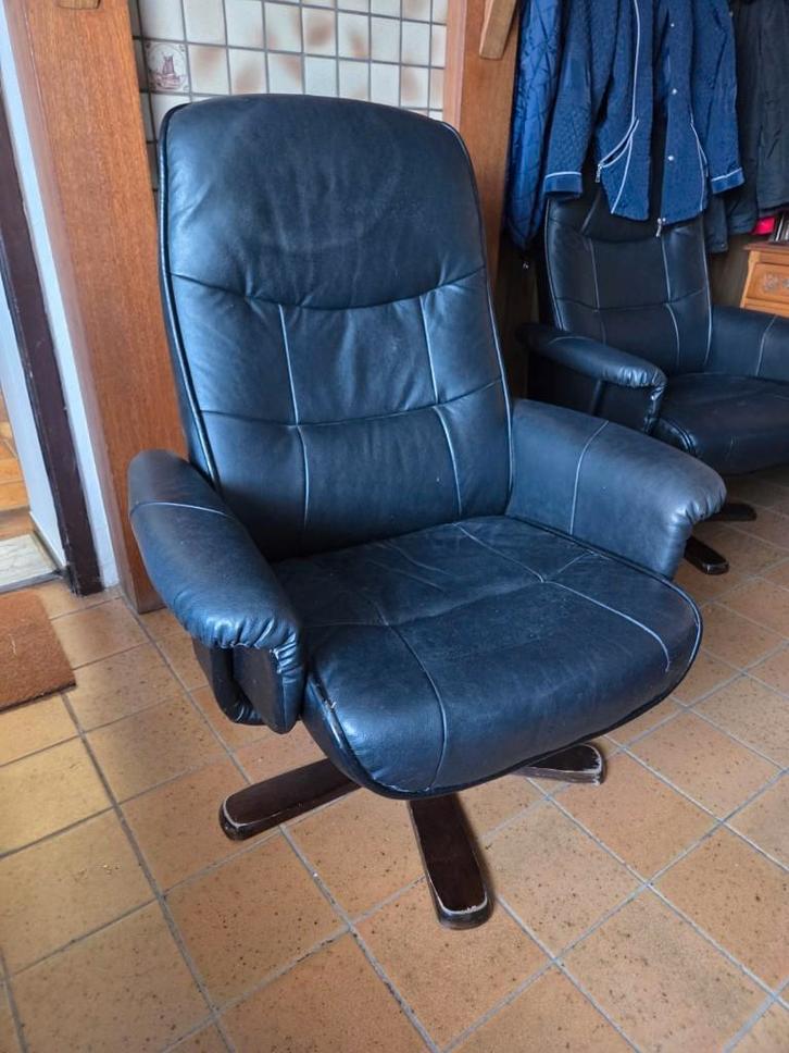 Zetel relaxfauteuil, Maison & Meubles, Fauteuils, Utilisé, Bois, Cuir, Enlèvement