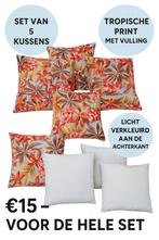 5 sierkussens met vulling – tropische bloemenprint, Ophalen