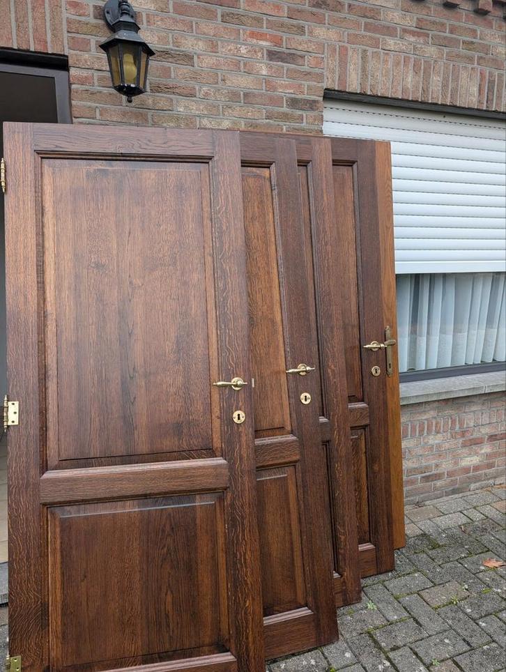Binnendeuren Massief Eik incl. sloten, scharnieren en klinke, Doe-het-zelf en Bouw, Deuren en Vliegenramen, Binnendeur, Glas, Hout
