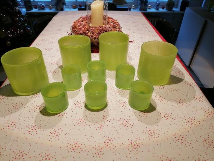 kaarsenglas, Huis en Inrichting, Woonaccessoires | Vazen, Zo goed als nieuw, Groen, Glas, Ophalen