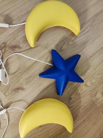 3 wandlampen nachtlampjes Ikea Smila maan en ster beschikbaar voor biedingen