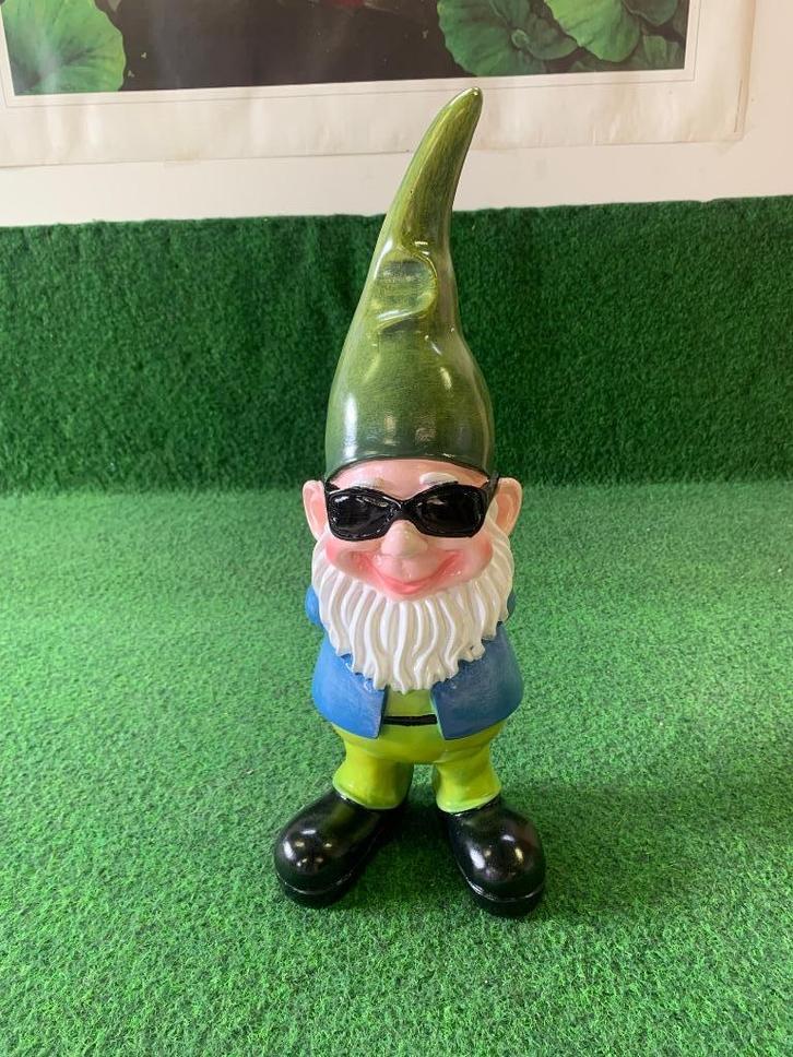 Tuinkabouter met zonnebril Groen en Blauw, Tuin en Terras, Tuinbeelden, Nieuw, Tuinkabouter, Kunststof, Ophalen of Verzenden