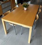 Houten uittrekbare tafel met 6 stoelen, Huis en Inrichting, Ophalen, Gebruikt, 100 tot 150 cm, 200 cm of meer