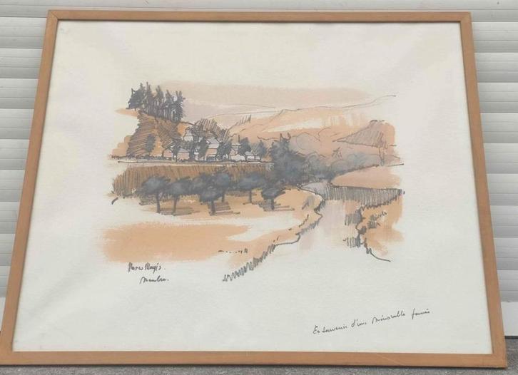 aquarelle signe marco magis, Antiek en Kunst, Kunst | Schilderijen | Klassiek, Ophalen of Verzenden