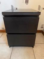 Table de chevet IKEA MALM + verre, Maison & Meubles, Enlèvement, Utilisé, Moins de 45 cm, Moins de 55 cm