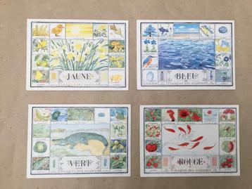 Vier postkaarten Les Couleurs onbeschreven beschikbaar voor biedingen