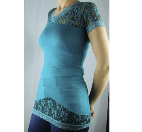 Turquoise tuniek van Moggy's - Maat medium, Vêtements | Femmes, Blouses & Tuniques, Enlèvement ou Envoi