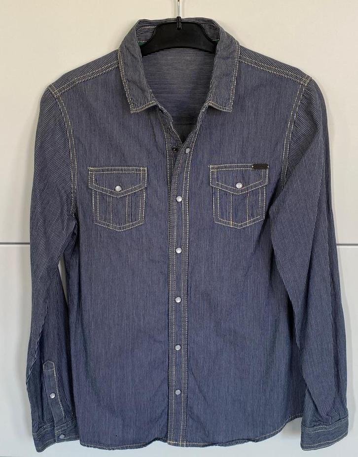 Blauw hemd voor jongens van Okaïdi — 152 cm (12 jaar oud), Kinderen en Baby's, Kinderkleding | Maat 152, Zo goed als nieuw, Jongen