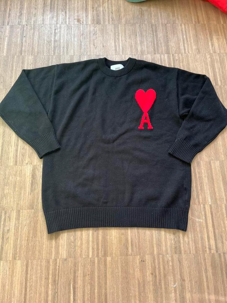 Ami paris trui zwart, Kleding | Heren, Truien en Vesten, Zo goed als nieuw, Maat 48/50 (M), Rood, Ophalen of Verzenden