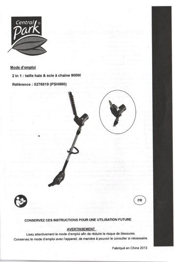 Taille haie & scie à chaine 800w, Enlèvement, Comme neuf, Électrique, Central Park
