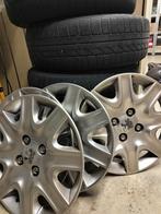 set stalen velgen +winterbanden+ sierdeksel, Auto-onderdelen, Banden en Velgen, Ophalen, Gebruikt, 15 inch, Velg(en)