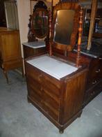 OUDE MACHONIE HOUTEN COMMODE MET SPIEGEL, Antiek en Kunst, Ophalen of Verzenden