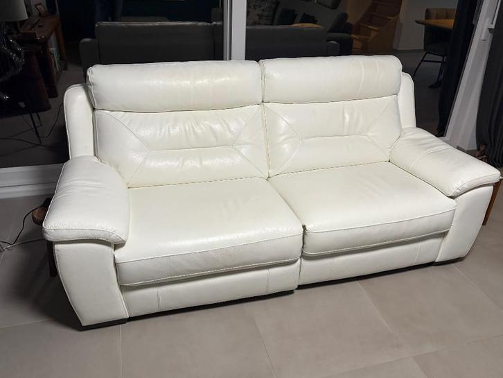 Canapé HTL en cuir blanc – 2,5 places – état impeccable, Huis en Inrichting, Zetels | Zetels, Nieuw, Rechte bank, Tweepersoons