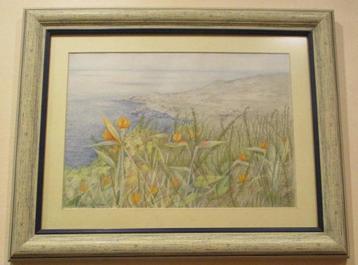 SCHILDERIJ 01: Spanje-Bay/Inham-Zee-Pauwbloemen -1896- beschikbaar voor biedingen