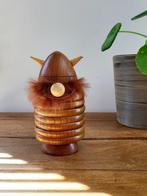 Vintage viking in teak hout met 6 onderleggers, Deens design, Ophalen of Verzenden