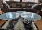 Table basse moderne en verre dépoli et métal, Ophalen, Zo goed als nieuw, Glas, Overige vormen