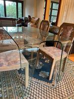 Eettafel van gebogen glas, Huis en Inrichting, Tafels | Eettafels, Ophalen of Verzenden, Glas