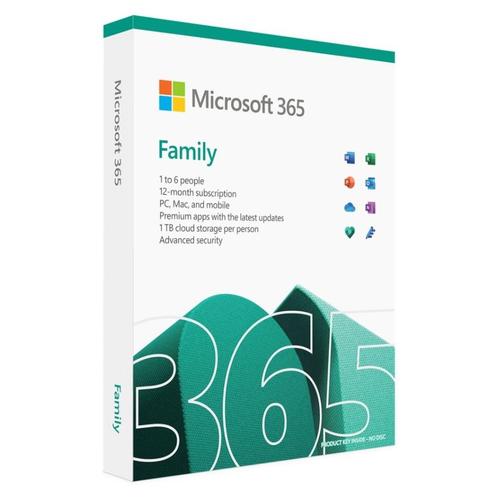 Office 365 Family 12 Mois , 1 TB Stockage, Computers en Software, Office-software, Nieuw, Android, iOS, ChromeOS, MacOS, Windows