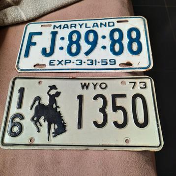 Nummerplaten uit de U.S.A. uit 1973 en 1959 (!) . beschikbaar voor biedingen