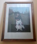 kader met twee honden, Huis en Inrichting, Ophalen, Gebruikt, Schilderij, 75 cm of meer