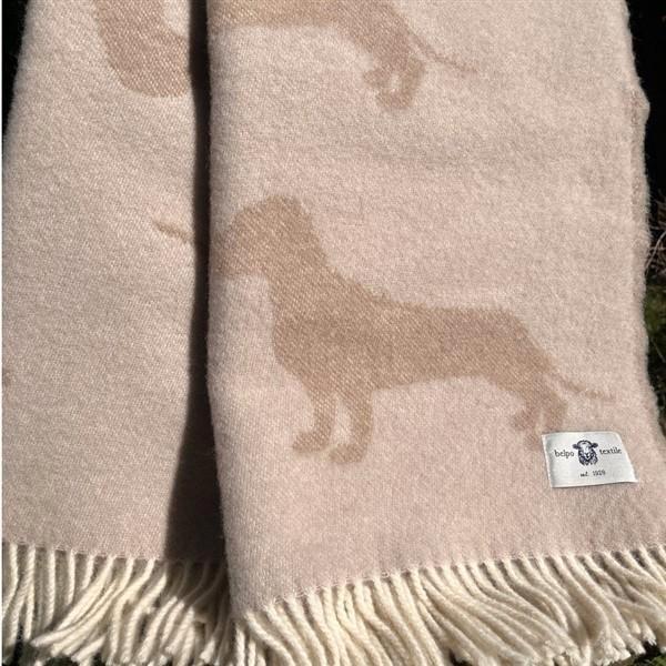 Wollen Plaid met Teckelmotief, Huis en Inrichting, Woonaccessoires | Plaids en Woondekens, Nieuw, Ophalen