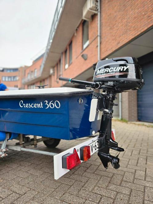 Polyester boot Crescent 360 toerboot sloep 5PK 4takt trailer, Watersport en Boten, Vis- en Consoleboten, Buitenboordmotor, Polyester