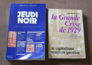 Lot de 2 livres sur le jeudi noir et la grande crise de 1929 beschikbaar voor biedingen