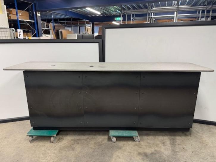 Design balie zwart met stenen blad, Tuin en Terras, Tuintafels, Hout, Ophalen of Verzenden