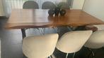 Eettafel zwarte poten met 6 grijze stoelen bij, 50 tot 100 cm, 100 tot 150 cm, Landelijk modern, Gebruikt