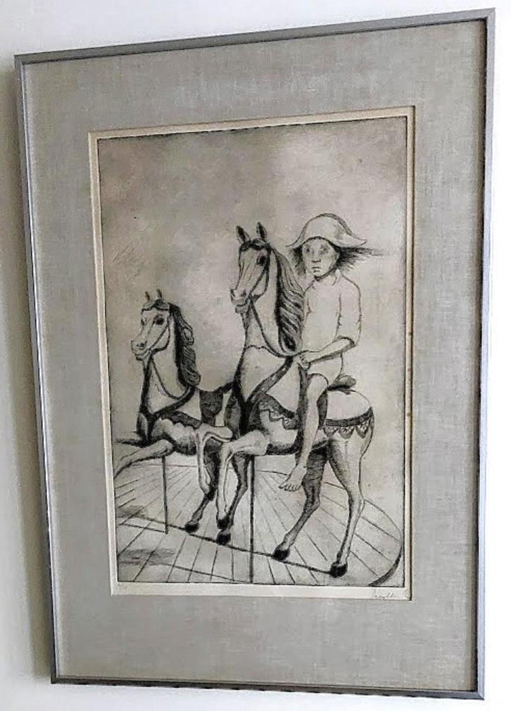 Devolder Roland - ets - Meisje op kermispaard - Nr/get, Antiek en Kunst, Kunst | Etsen en Gravures, Ophalen of Verzenden