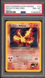 Rocket's Moltres Holo PSA 8 - 12/132 - Gym Heroes 2000, Hobby en Vrije tijd, Verzamelkaartspellen | Pokémon, Verzenden, Zo goed als nieuw