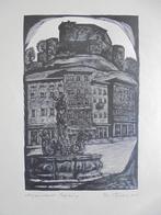 Houtsnede Salzburg  Gesigneerd, Antiek en Kunst, Kunst | Etsen en Gravures, Verzenden