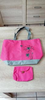 Grand sac de voyage rose et gris + pochette, Moins de 20 cm, 35 à 55 cm, 40 à 60 cm, Rose