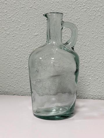 Vintage handgemaakte glazen kruik karaf fles 20cm decoratie beschikbaar voor biedingen