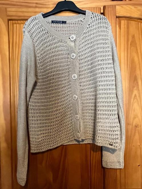Goudkleurig gehaakte vest, Kleding | Dames, Truien en Vesten, Zo goed als nieuw, Maat 42/44 (L), Beige, Verzenden