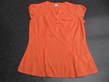 nieuw bloes, blouse korte mouw oranje 36, past ook 38 katoen