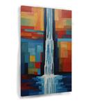 Waterval in Paul Klee stijl canvas 60x90cm - 18mm., Nieuw, Verzenden