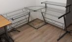 Bureau van gehard glas L vormig, Huis en Inrichting, Bureaus, Ophalen, Gebruikt, Bureau