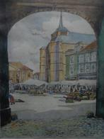 fraaie ets in kleur Juliaan Severin Markt voor een kerk, Enlèvement