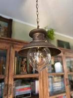 Vintage metalen scheepslampen, Saint Louis, Huis en Inrichting, Lampen | Hanglampen, Nieuw, Vintage, Ophalen of Verzenden, Glas