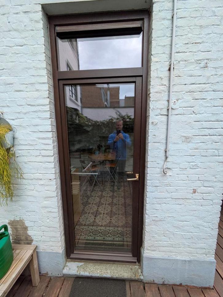 Glazen tuindeur - dubbele beglazing, Doe-het-zelf en Bouw, Raamkozijnen en Schuifdeuren, Gebruikt, Hout, Ophalen