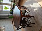 ronde tafel uittrekbaar tot ovale tafel en 4 stoelen, Antiek en Kunst, Ophalen
