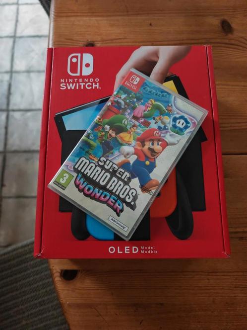 Nintendo Switch OLED NIEUW geseald + Mario Bros wonder, Games en Spelcomputers, Spelcomputers | Nintendo Switch, Nieuw, Switch OLED