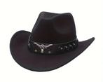 Cowboy Hoed Met Bull Head Band Zwart (Nieuw), Ophalen of Verzenden, Nieuw, 57 cm (M, 7⅛ inch) of minder, Hoed