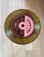 Vintage salontafel van vinyl, Huis en Inrichting, Tafels | Bijzettafels, Minder dan 55 cm, Gebruikt, Glas, Ovaal