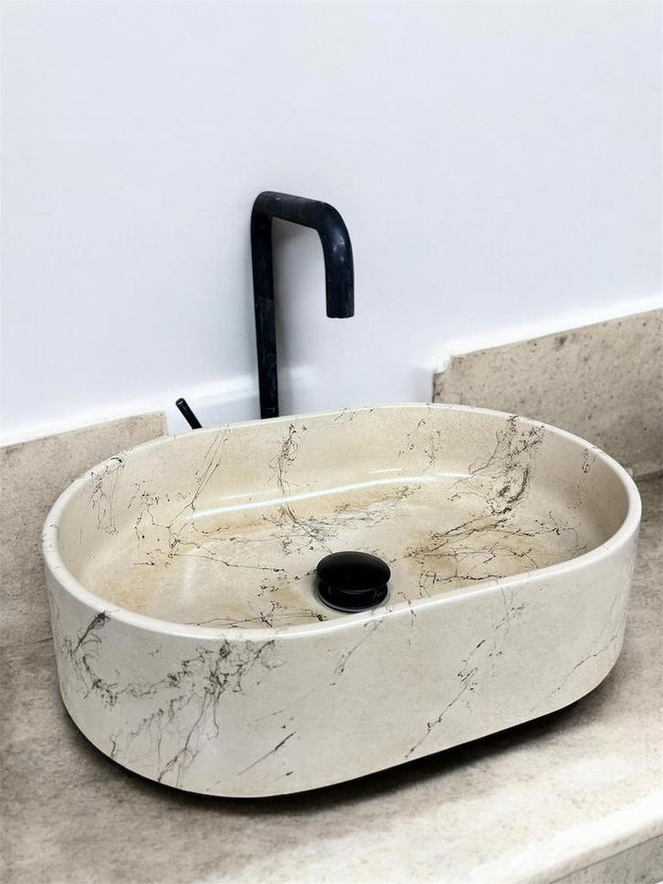 Lavabo beige gold marble, Doe-het-zelf en Bouw, Sanitair, Zo goed als nieuw, Ophalen of Verzenden